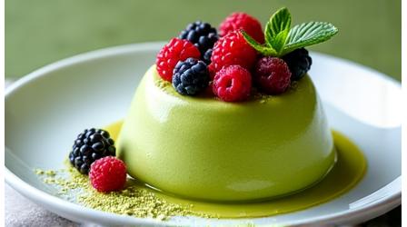抹茶のムースと季節のベリーデザート
