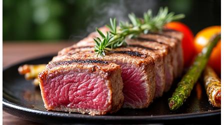 炭火で焼かれた和牛と旬野菜のグリル