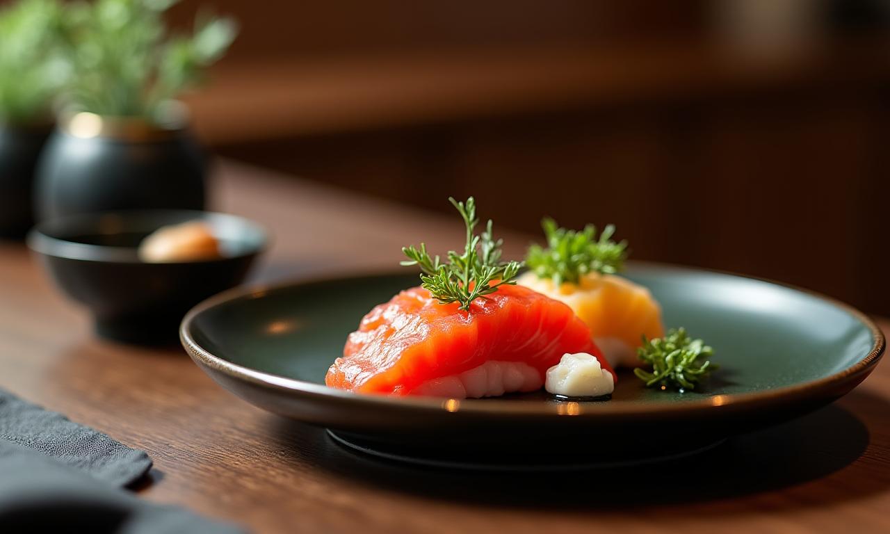 Mori No Tabemono restaurant's beautifully plated seasonal dish in a serene setting